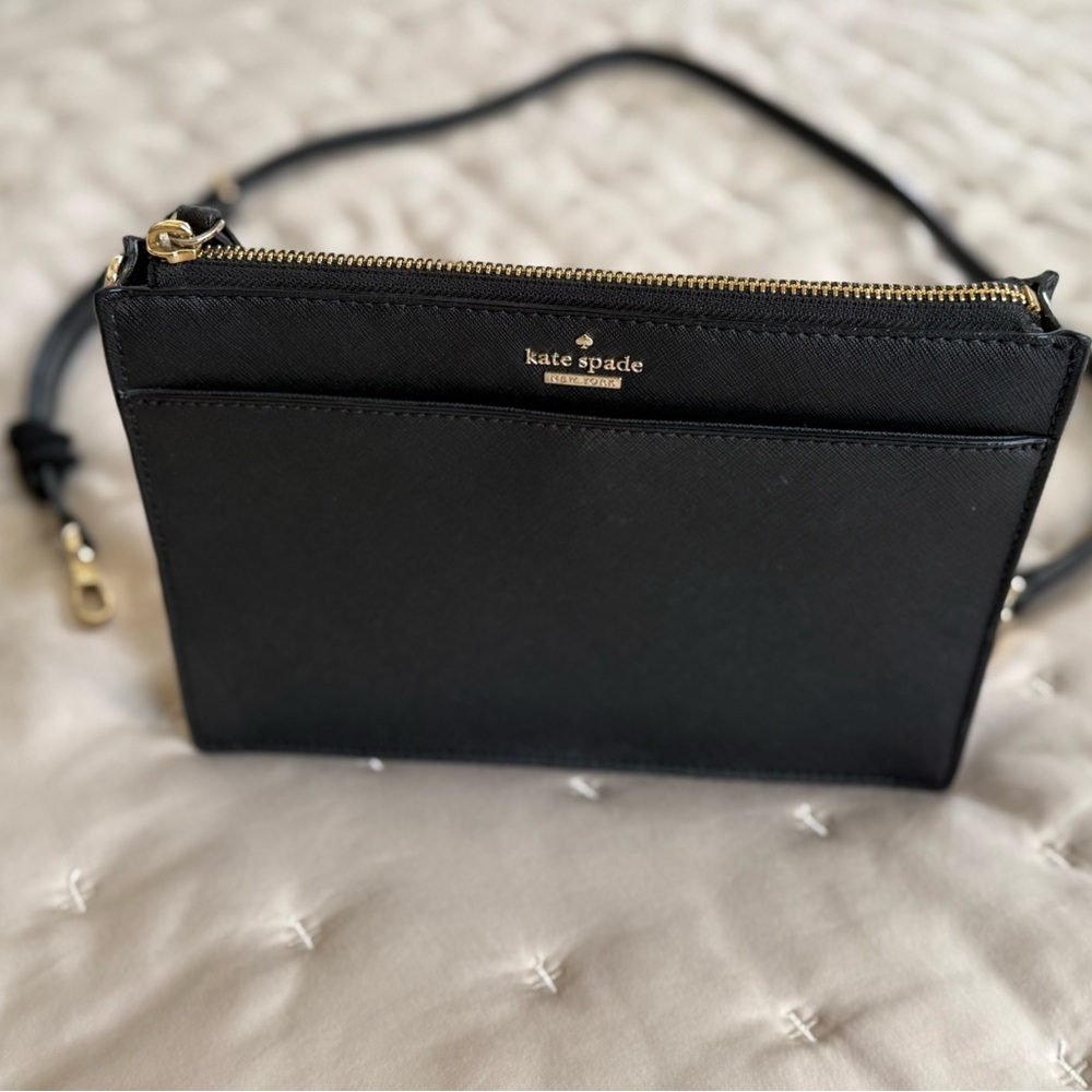 Kate Spade Black Crossbody with Gold Accents